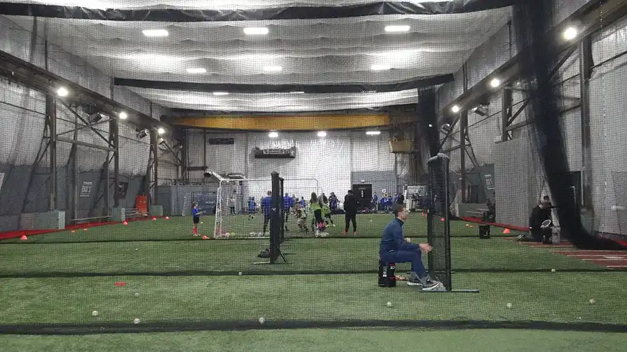 The indoor turf set up for a team rental at All Access Sports
