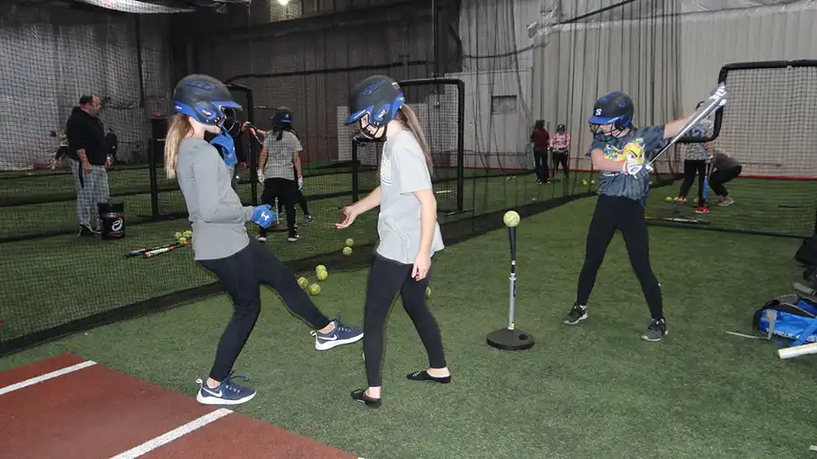 Girls softball training session