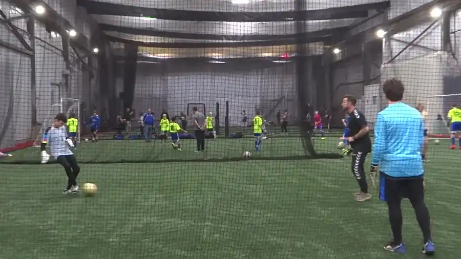 Indoor soccer field setup